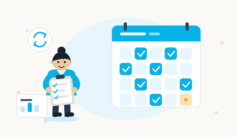 Illustration of a small business owner reviewing a clean profit and loss report