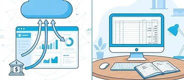 Illustration comparing cloud-based QuickBooks Online and desktop QuickBooks