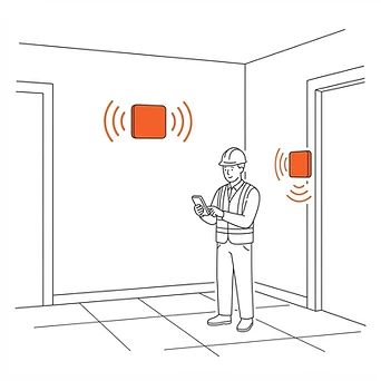 Step 1: Bluetooth Beacons are strategically placed around a facility.
