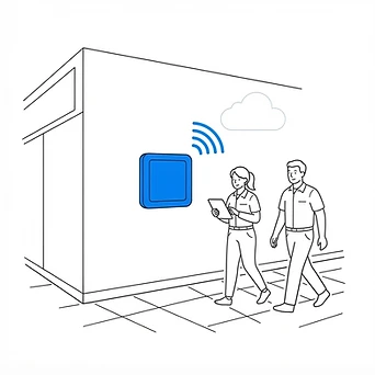 Step 3: Staff pass a Wi-Fi Gateway and data is automatically sent to the cloud.