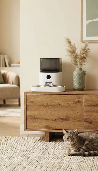 FO5 automatic cat feeder in a modern home