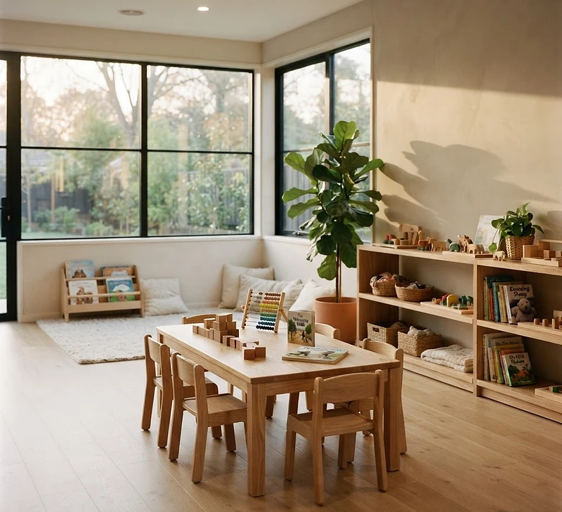 A calm childcare space at early morning