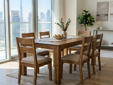 Dining Table 6-Seater + 6 Chairs - Solid Oak