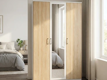 3-Door Wardrobe with Mirror - 6 Feet - Ready to Assemble