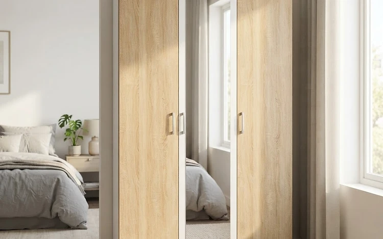 3-Door Wardrobe with Mirror - 6 Feet - Ready to Assemble