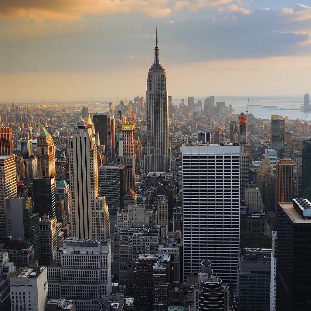 New York City skyline at dusk