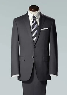 Charcoal suit jacket on a dress form