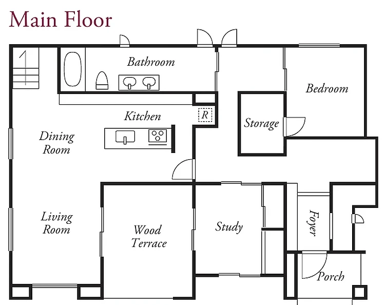 Architectural floor plan with room labels