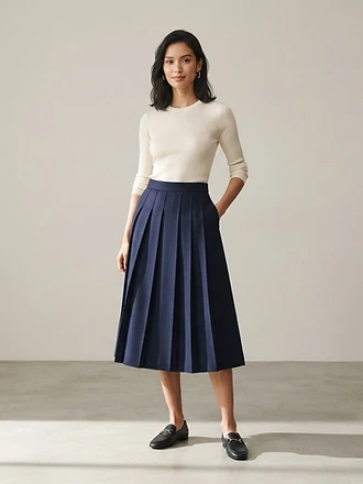 Clementina Rossi — Structured Pleated Midi Skirt