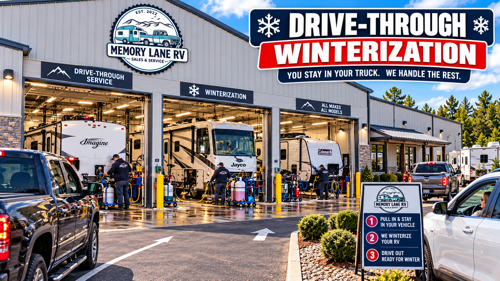 Memory Lane RV drive-through winterization facility