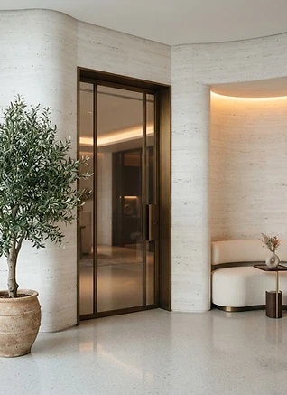 Illustrative refined and welcoming office entrance