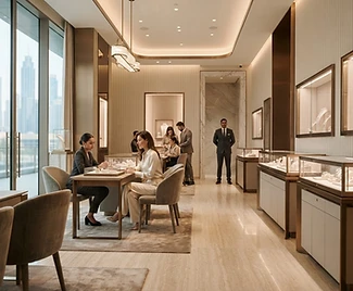 Illustrative premium boutique with discreet security presence