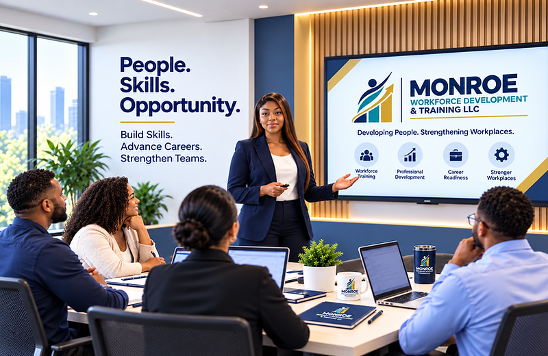 Danielle Monroe leading a workforce development training session for professionals