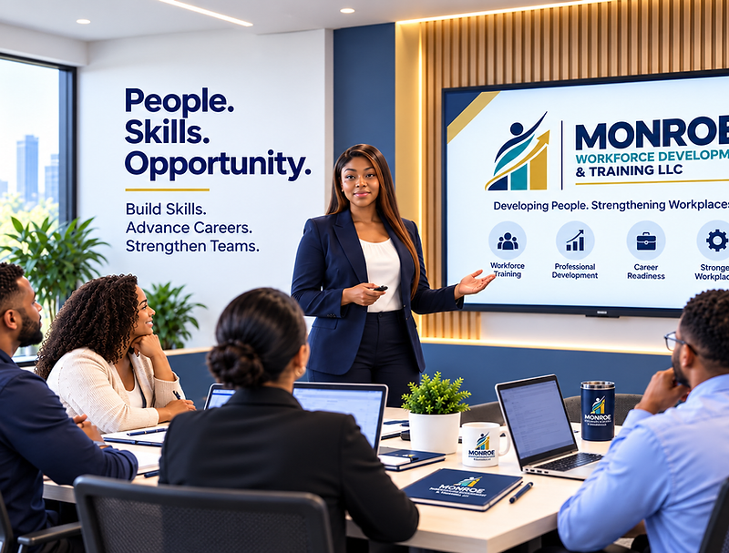 Danielle Monroe leading a corporate workforce development training session