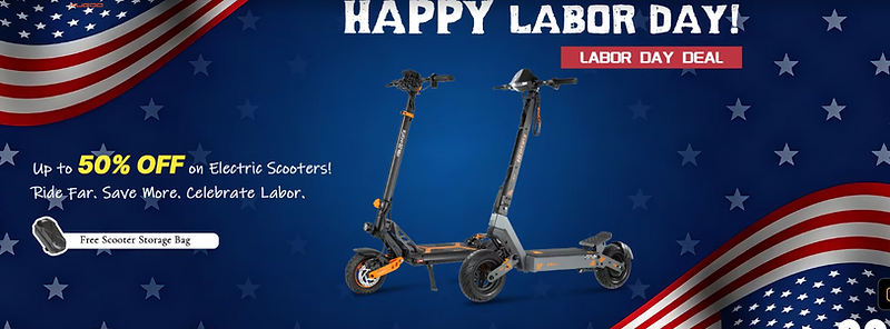 Happy Labor Day — up to 50% off on electric scooters, free scooter storage bag