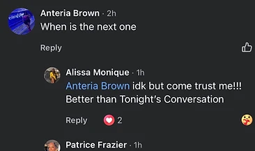 Audience reactions and comments from a live show