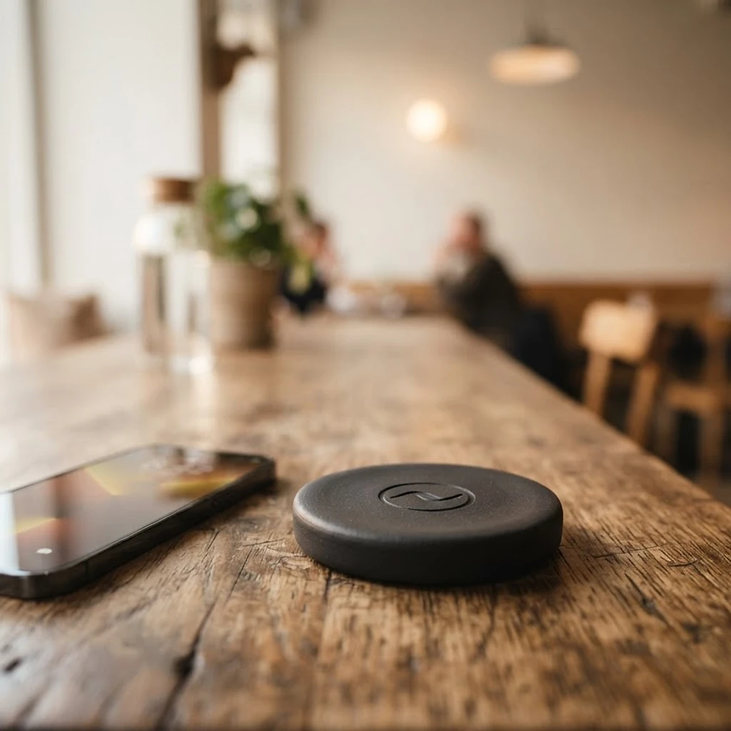 NFC-bricka på restaurangbord
