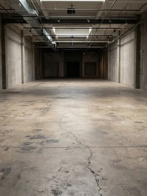 Before: Sample shop floor coating with decorative flake and polyaspartic finish
