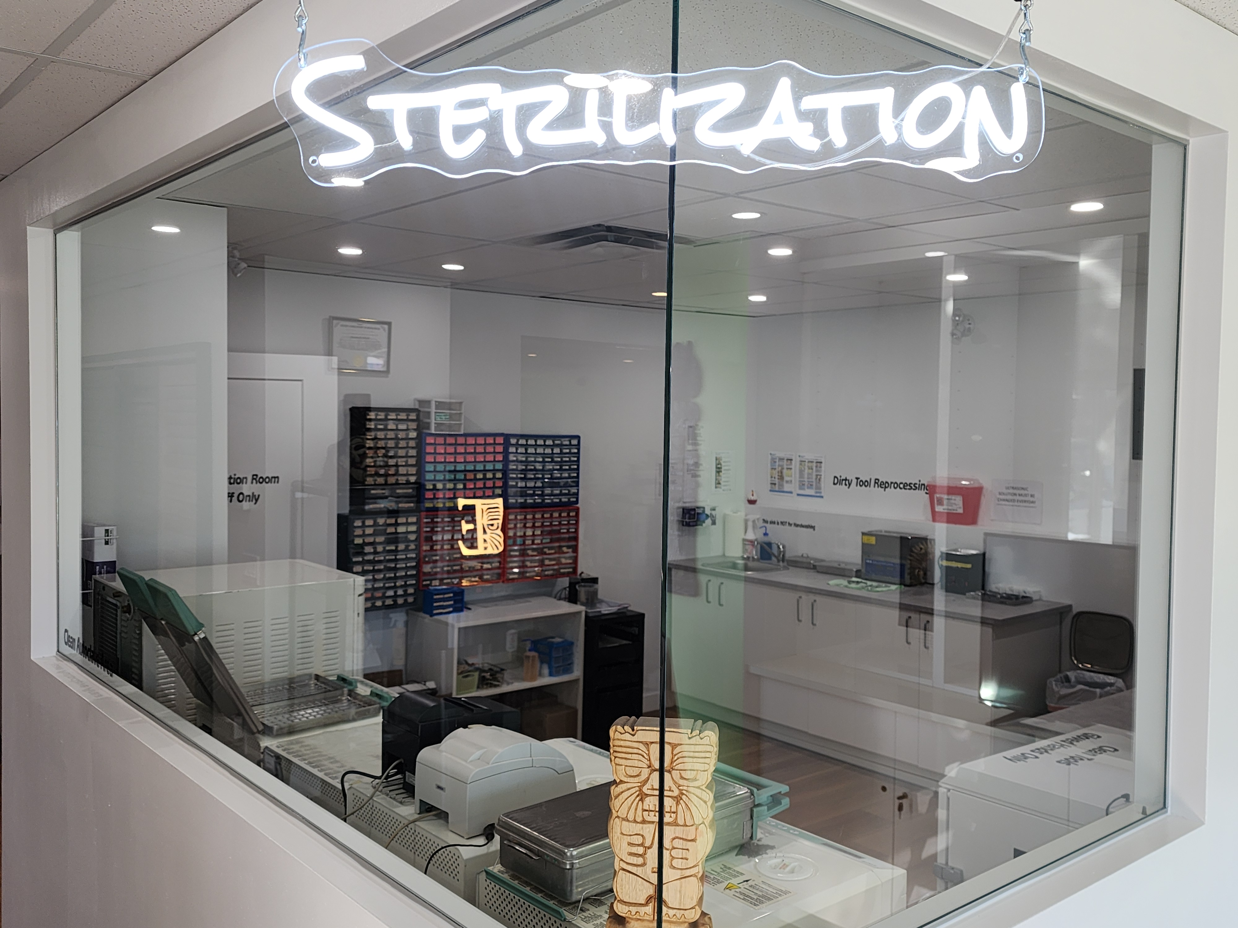 The sterilization room at Tribal Expression, where jewellery is sterilized before every piercing