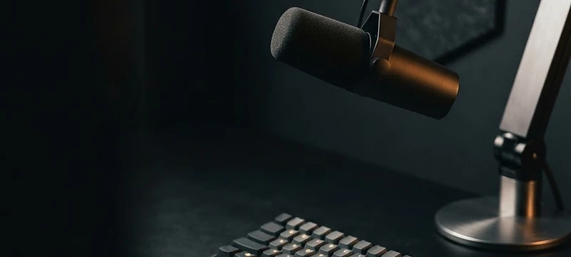 Pristine professional streaming setup, macro view