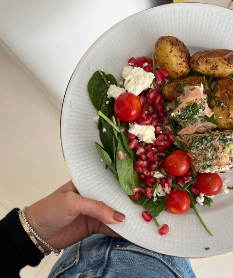 Wild-caught salmon dinner with seasonal vegetables