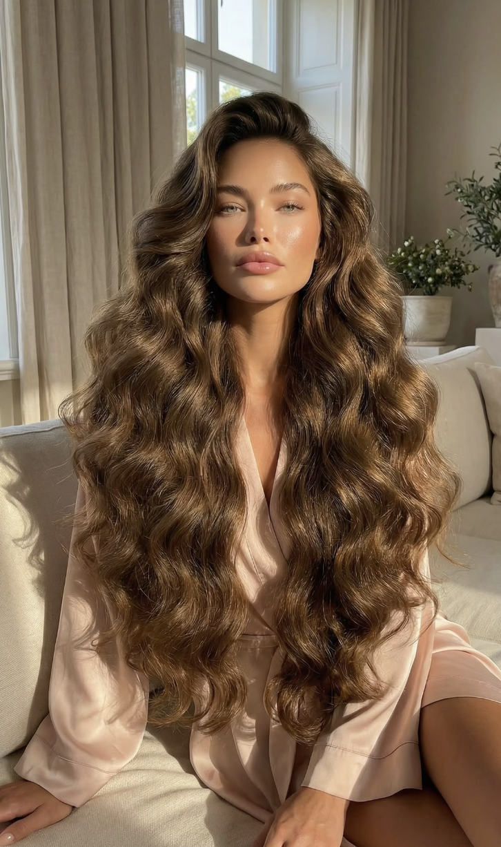 Soft, shiny waves in champagne light