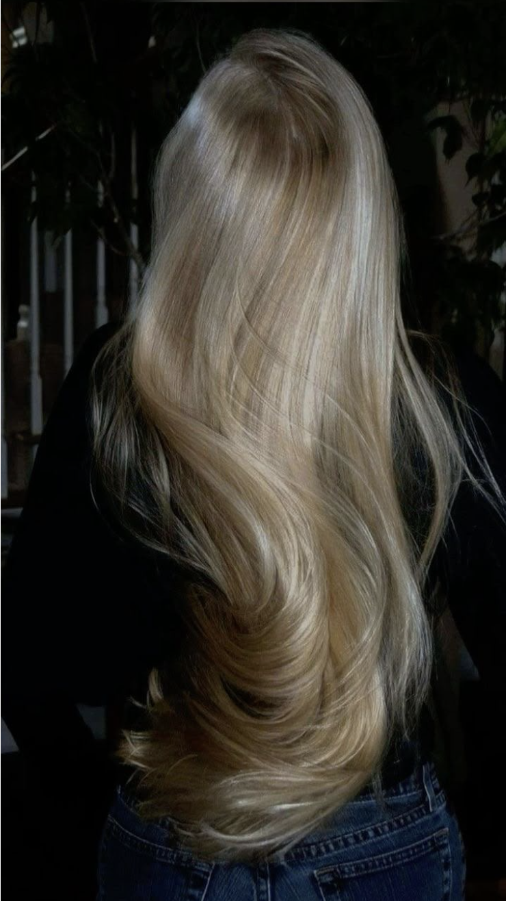 Long, glossy blonde hair