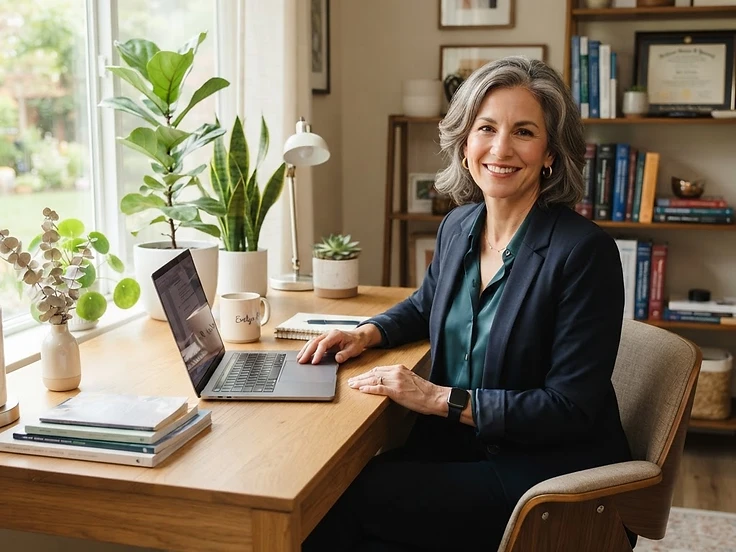 Female physician working relaxed from her home office