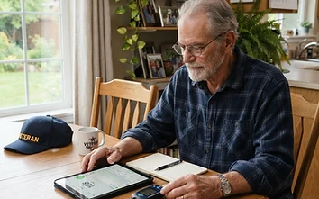 Veteran monitoring a chronic condition with a connected device at home