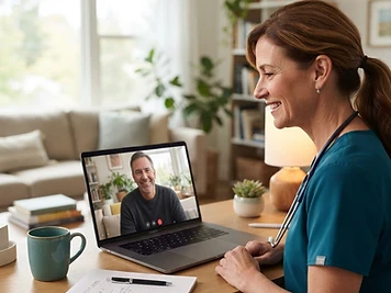Adult patient speaking with a provider from home