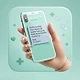 Smartphone showing a care team message with a green heart