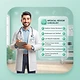 Physician in a white coat with a medical review checklist
