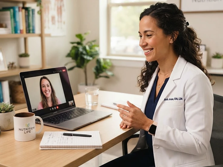 Nutrition professional meeting with a patient via telehealth