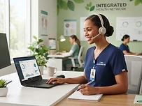 Care coordinator wearing a headset, ready to connect with you by phone or secure message