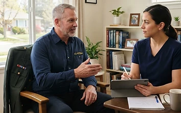 Clinician documenting a veteran's disability health evaluation
