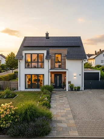 Modernes Haus mit Solaranlage