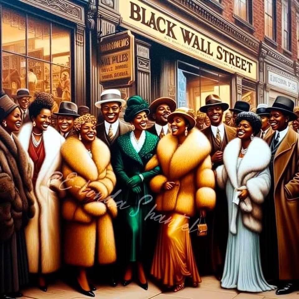 Heritage tribute — Black Wall Street illustration honoring minority legacy in food and community