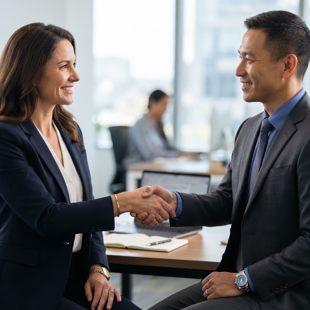 Poignée de main professionnelle - relation de confiance Atlantique Bureautique Services à La Rochelle et Nouvelle-Aquitaine