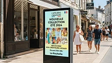 Écran stop trottoire extérieur haute luminosité - affichage dynamique outdoor pour commerces en Nouvelle-Aquitaine