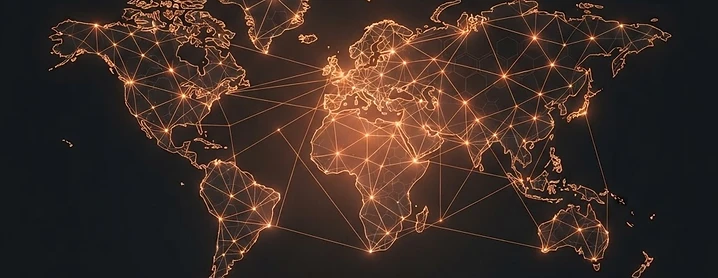 Global institutional network illustration