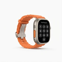 Apple Watch Ultra with Bright Orange Silicone Band