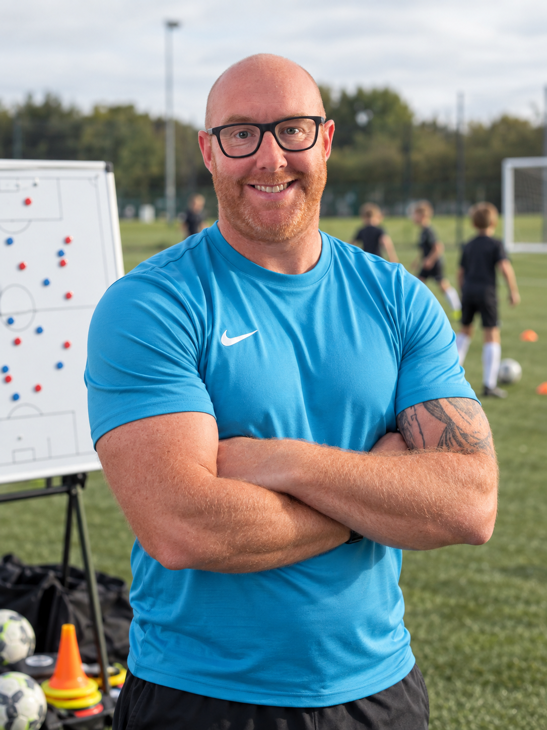 Ben at a football training session.