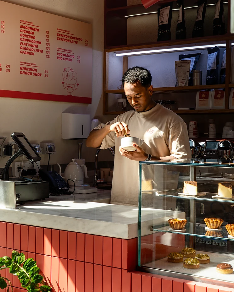 Morning coffee and breakfast at Hayhay in Aljada
