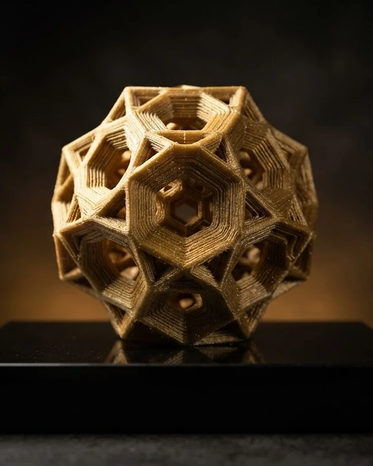Signature 3D printed sculptural gift in silk gold