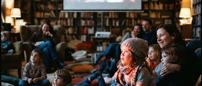 Familienkino bei Nacht für Kinder