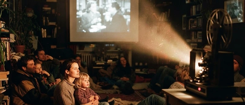Nostalgisches Bilderbuchkino bei Nacht