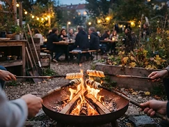 Stockbrot im Gemeinschaftsgarten des Kieztreffs