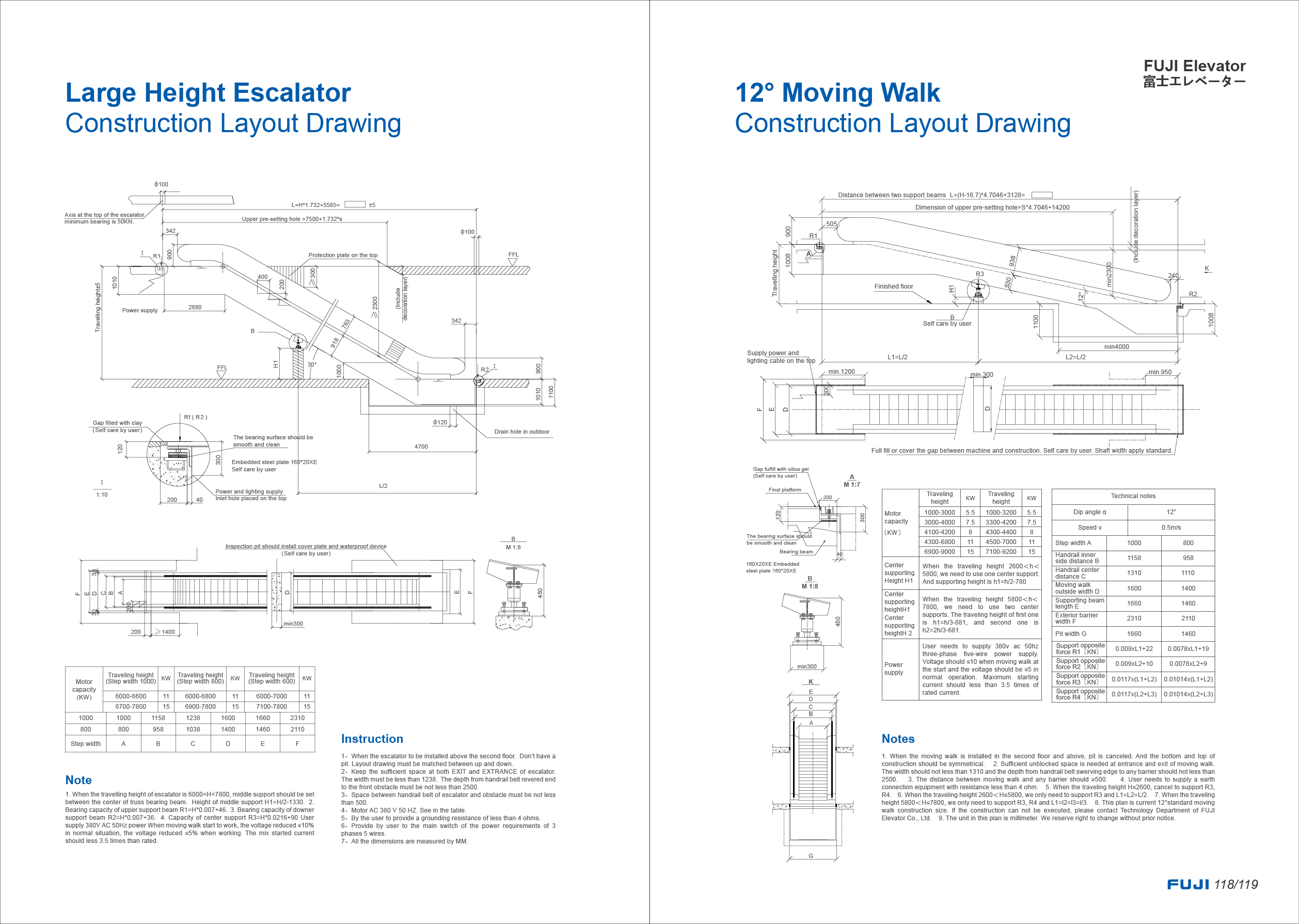 Large Height Escalator & 12° Moving Walk