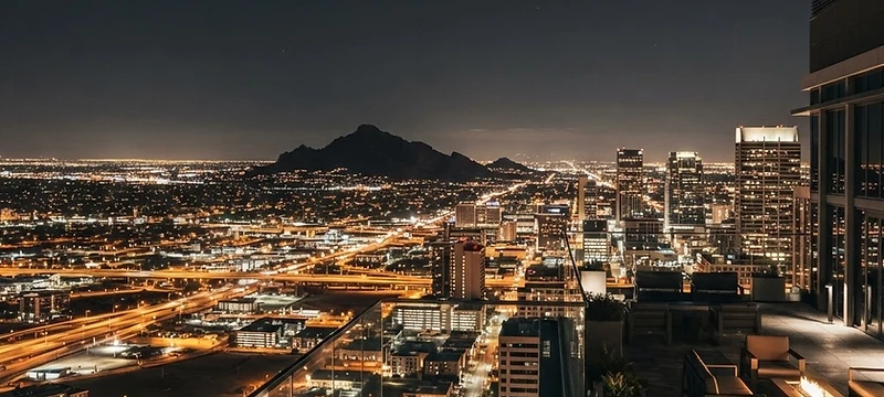 Phoenix Arizona skyline at night