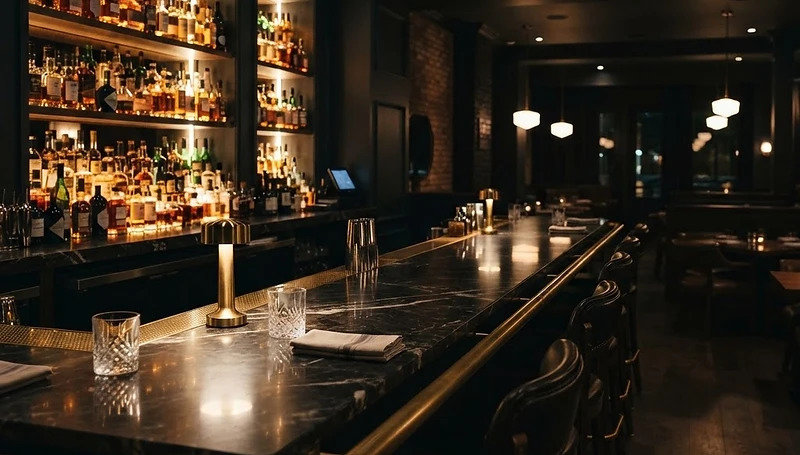 Phoenix Arizona restaurant bar interior at night